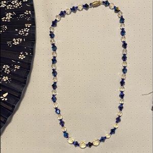 Blue and clear crystal necklace.